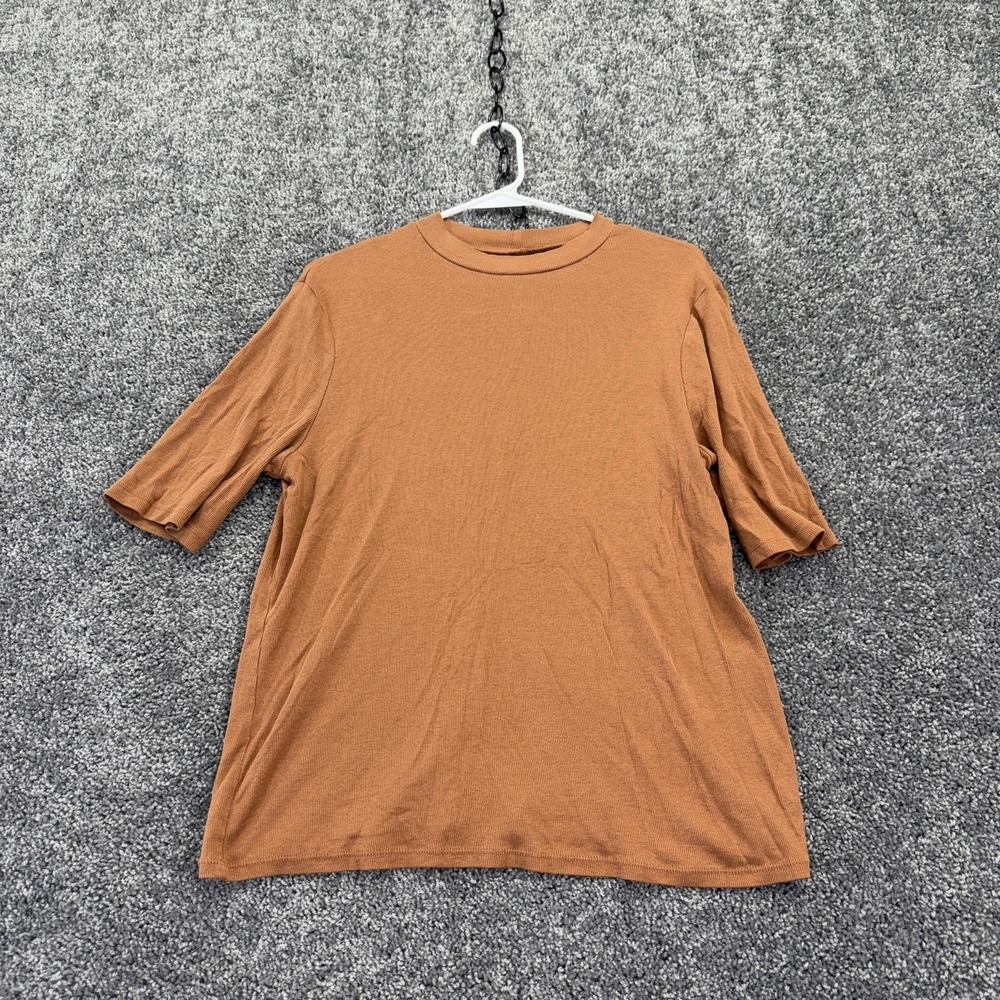 A New Day Shirt Womens XL Brown Crew Neck Stretch Basic Tee Casual Jersey